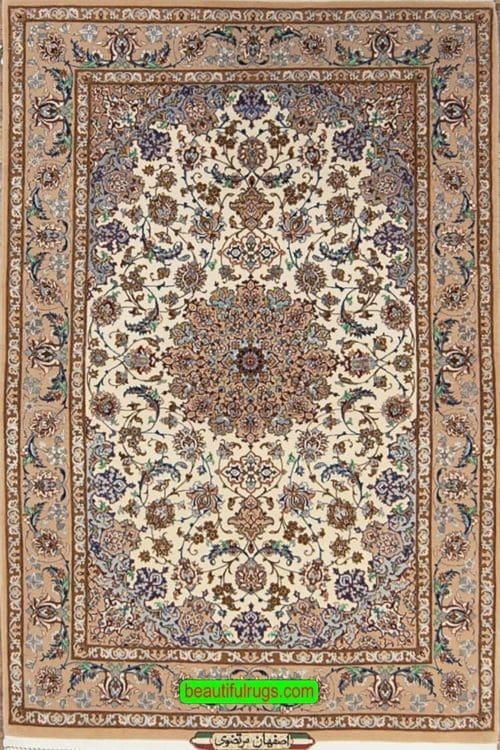 Wool and silk Persian Isfahan Rug