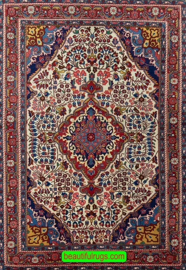 Persian Mahal Rug, Vintage floral Rug, Iranian Rug, Foyer Rugs