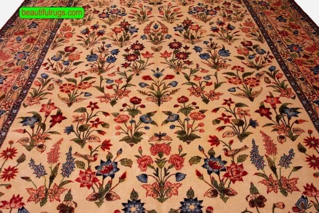 Oversized Persian rug, allover floral design rug with beige color. Size 10.1x17