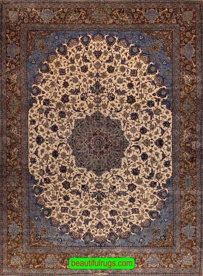Old Isfahan Rug, Fine Quality Persian Isfahan Rug, Living Room Rug