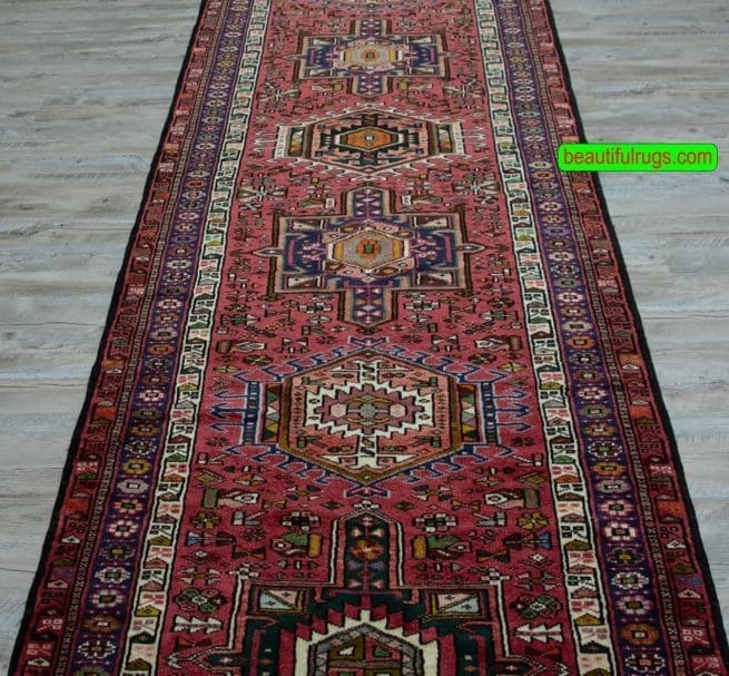 long and Geometric style Persian Karajeh runner. Size 3.5x13