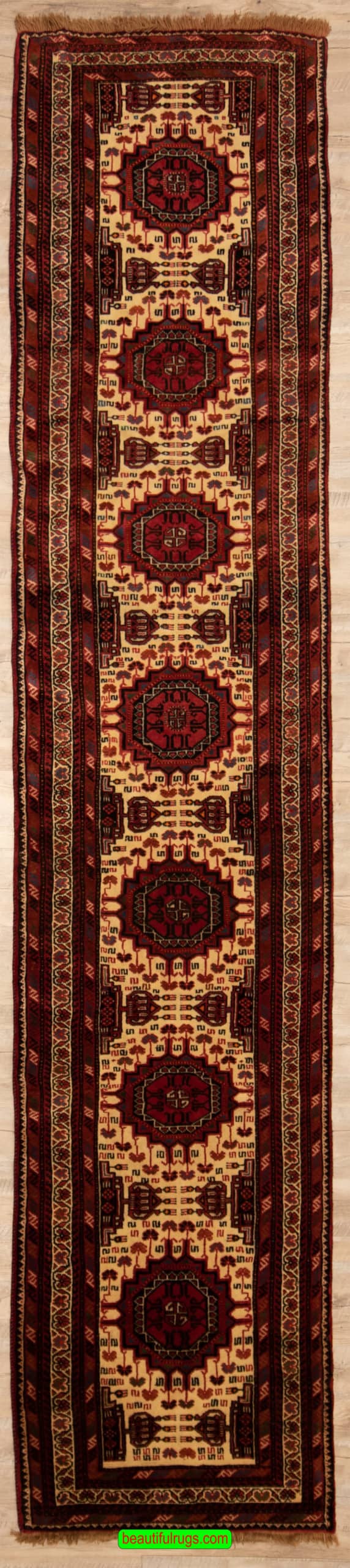 Hand Woven Persian Baluchi Hallway Runner Rug, Tribal Design Rug