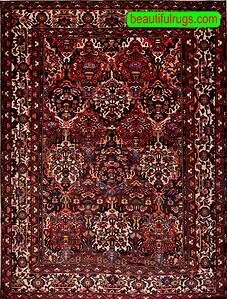Rug 2296- Vintage subdued color rug, Persian Bakhtiari rug for large living room and dining rooms up to 10 Chairs. Size 10.5x13.1.