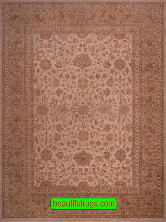 Oushak Style Rug with Pastel and Brown Colors. Size 8.8x11.8
