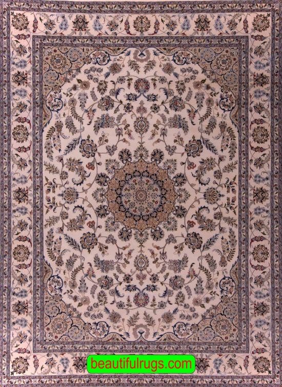 Nain design rug made in India with beige and brown colors. Size 9 x 12.2