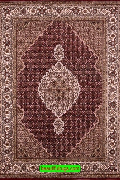 Traditional Oriental Rug, Red Color Indian Rug, size 5.8x8.5