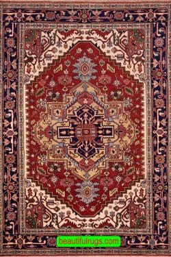 Hand Knotted Wool Rug, Serapi Design Indian Rug, size 6x8.10