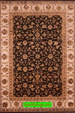 Tabriz Design Rug, Brown and Gold Color Rug, size 6x9.1