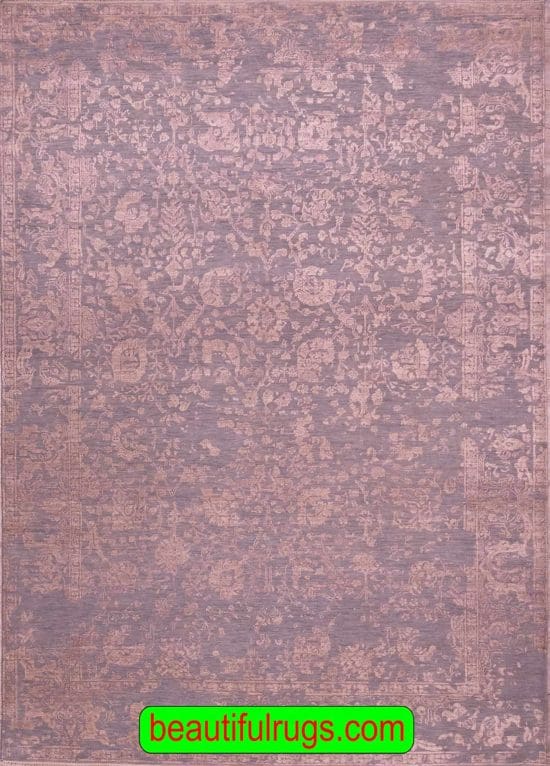 Contemporary floral rug in gray color made of wool and synthetic fiber. size 6x9.6