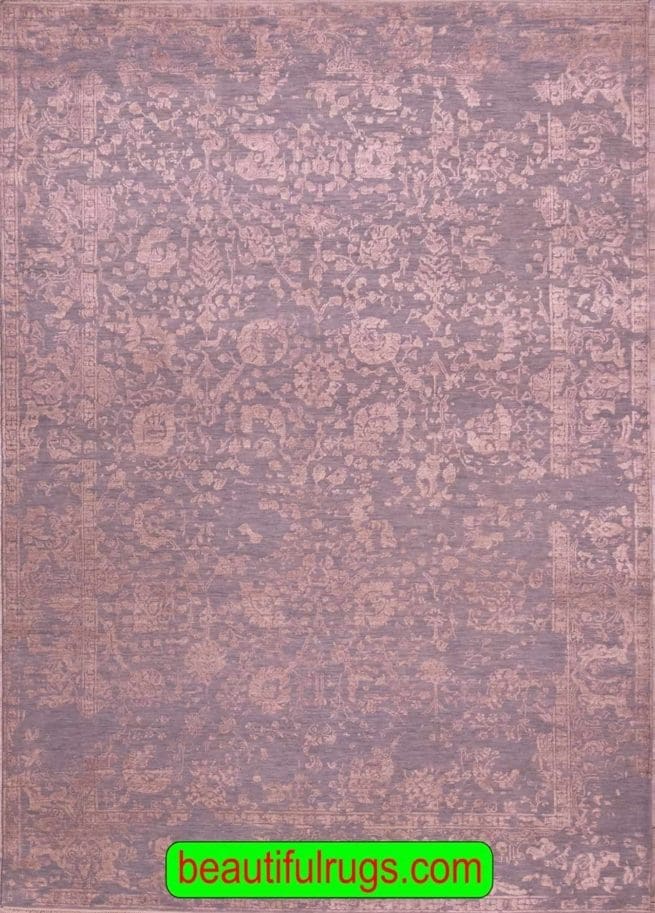 Contemporary floral rug in gray color made of wool and synthetic fiber. size 6x9.6