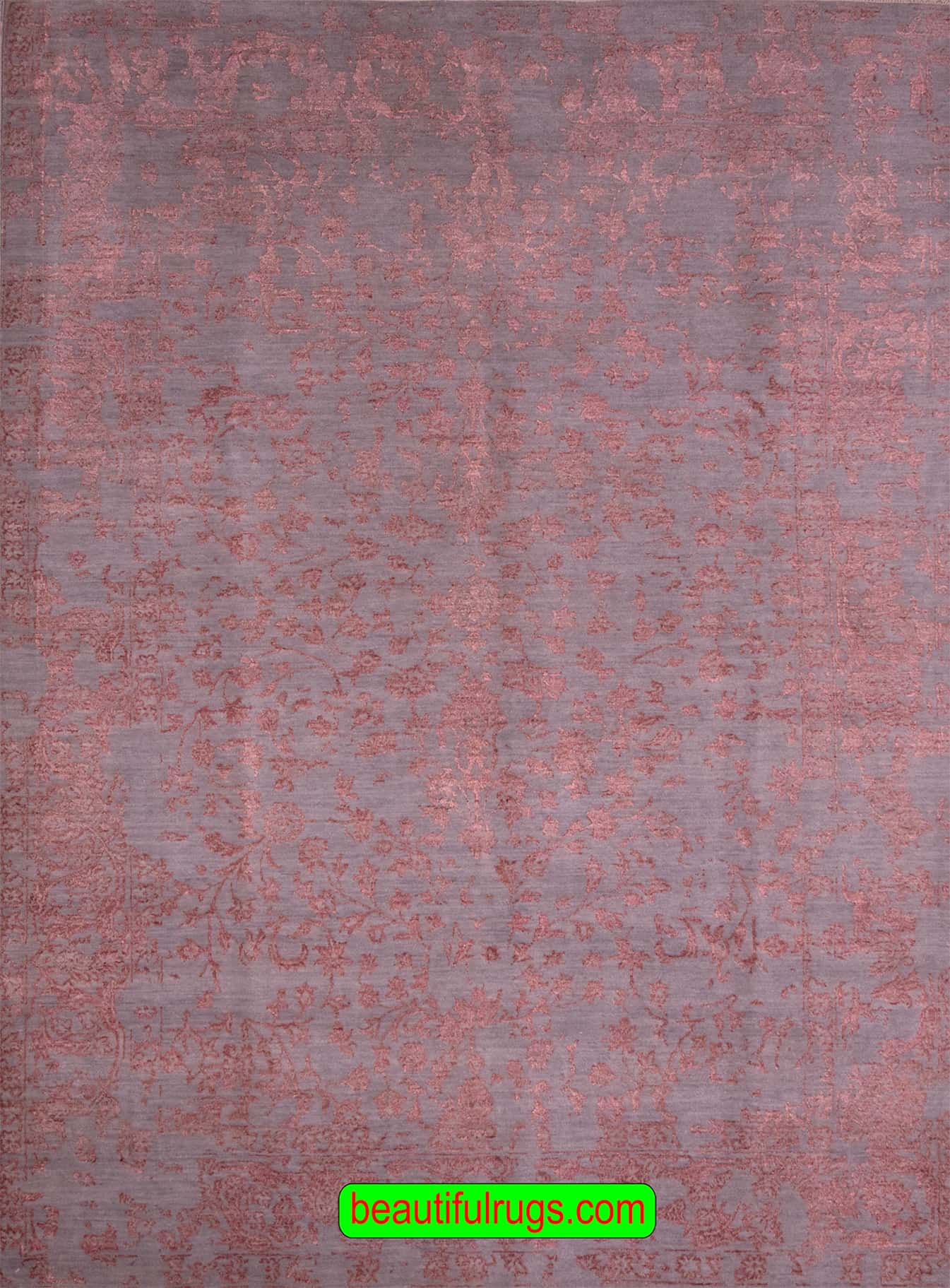 Modern Rug for Living Room, Gray and Pink Rug, size 6.3x9, main image