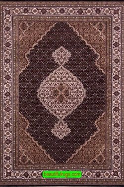 Black Color Indian Rug, Traditional Oriental Rug, size 5.10x9