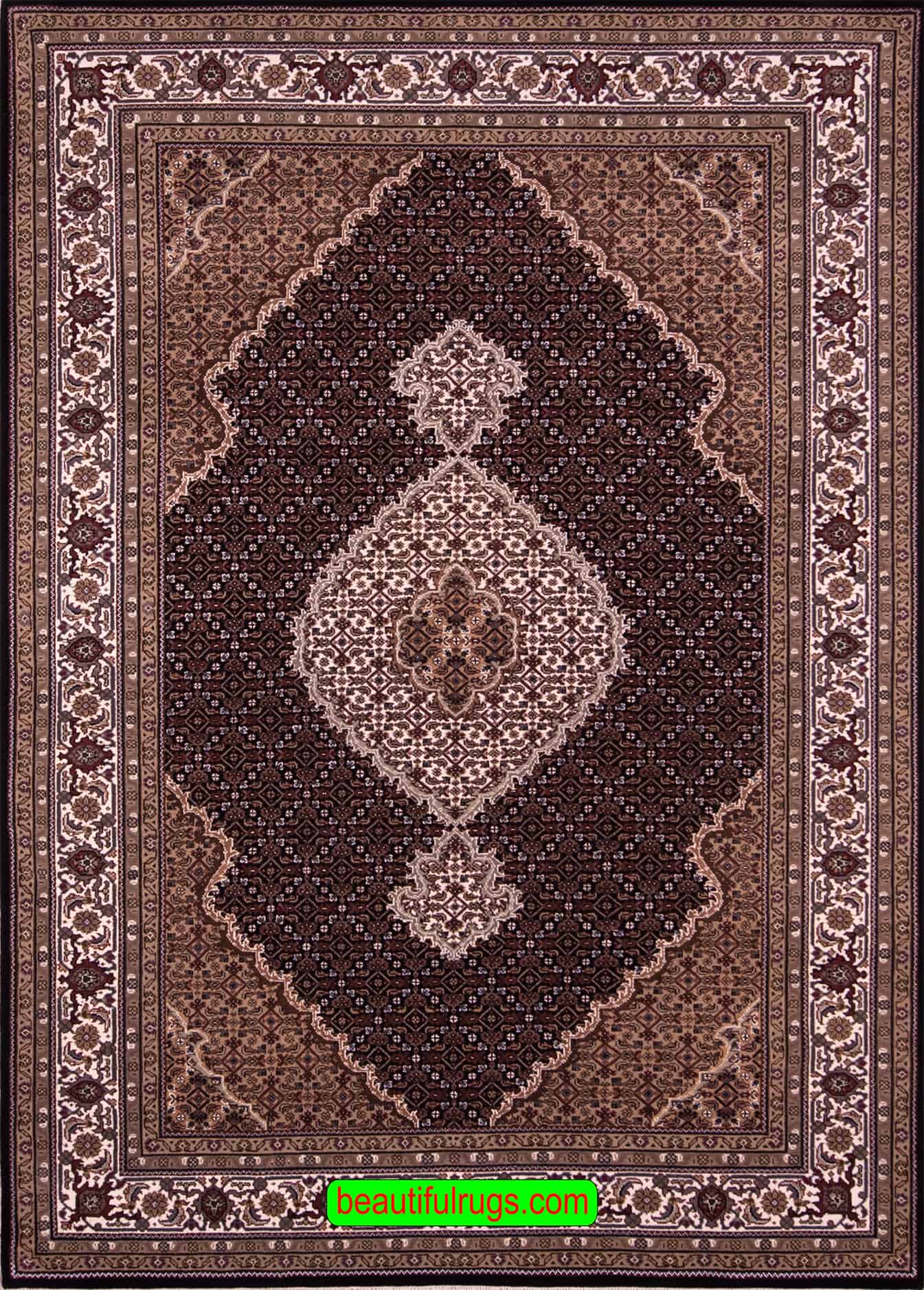 Black Color Indian Rug, Traditional Oriental Rug, size 5.10x9