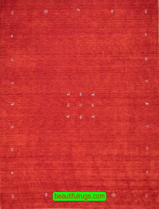 Red Color Gabbeh Style Oriental Rug Made in India, size 9x12