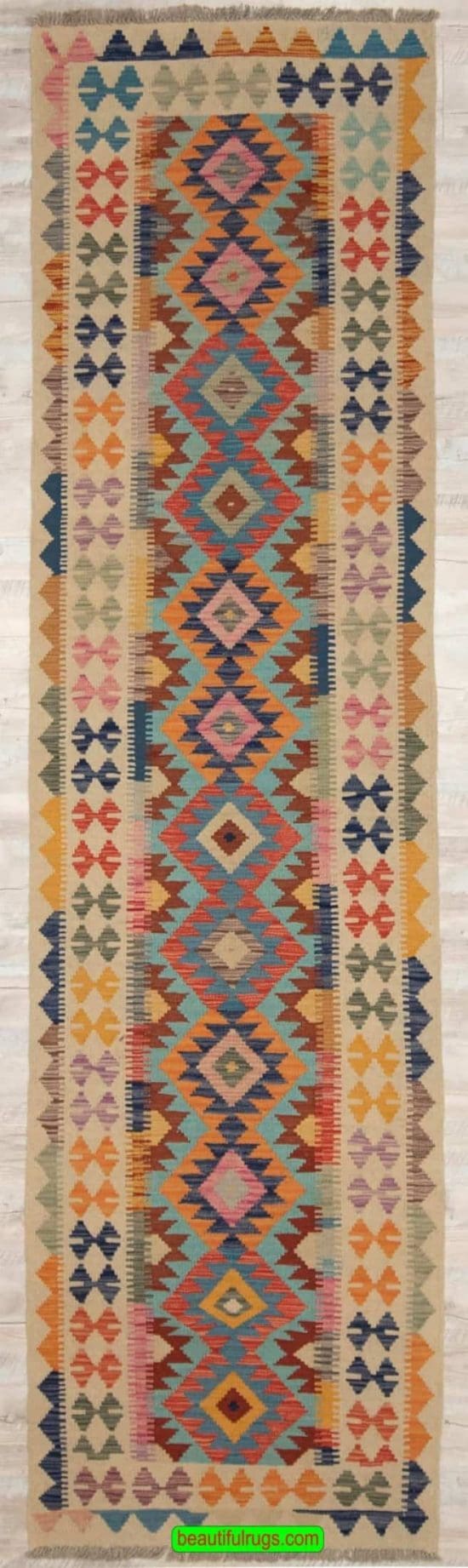 Kilim Runner Rug, Flat Weave Rug, Reversible Flat Weave Kilim Rug