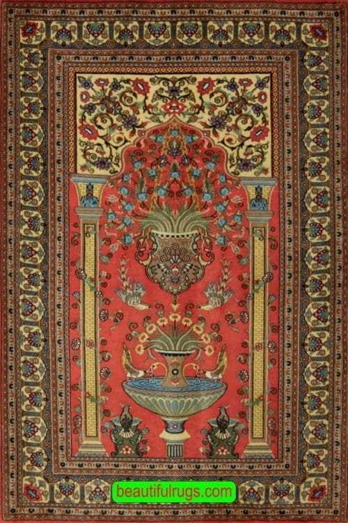 Muslim Prayer Rug for Sale, Old Persian Rugs, Qum Rugs