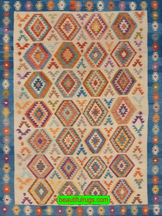 Large Kilim Rug, Caucasian Style Wool Kilim Rug, Flat Weave Rug