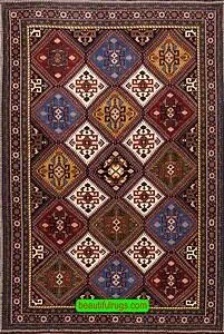 2386- Finest Handmade Persian Qashqai Rug, Unique Geometric Design. Size 3.5x5.
