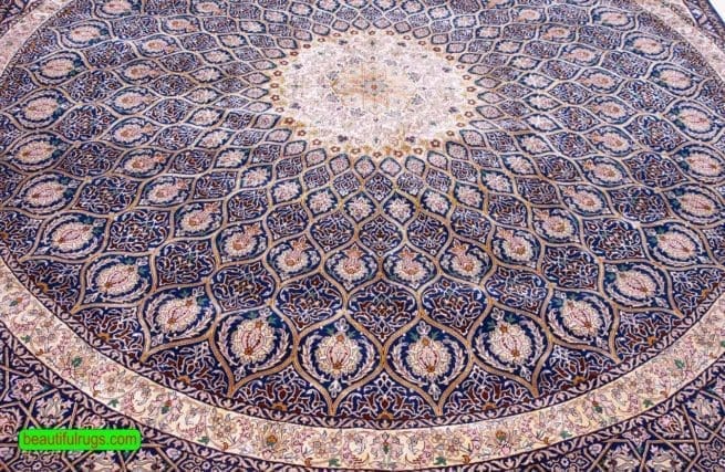 8×11 Isfahan Persian Rug, Gonbadi Design “Dome Design” Wool & Silk Rug