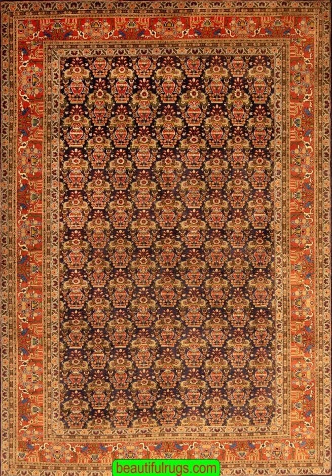 Zele Sultan Design Rug, Handmade Persian Tabriz Rug, Old Rug