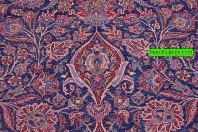 Antique Persian Kashan Rug, Navy Blue Vegetable Dyed Kashan Rug