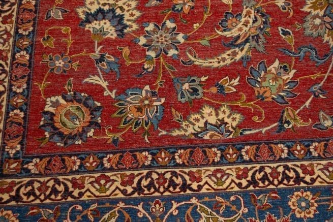 Old Rug, Persian Isfahan Rug, Terracotta Color Rug, Allover Design Rug