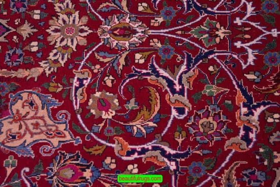 Fine Persian Mashad Rug, Raspberry Red Color Rug, size 9.8x12.7