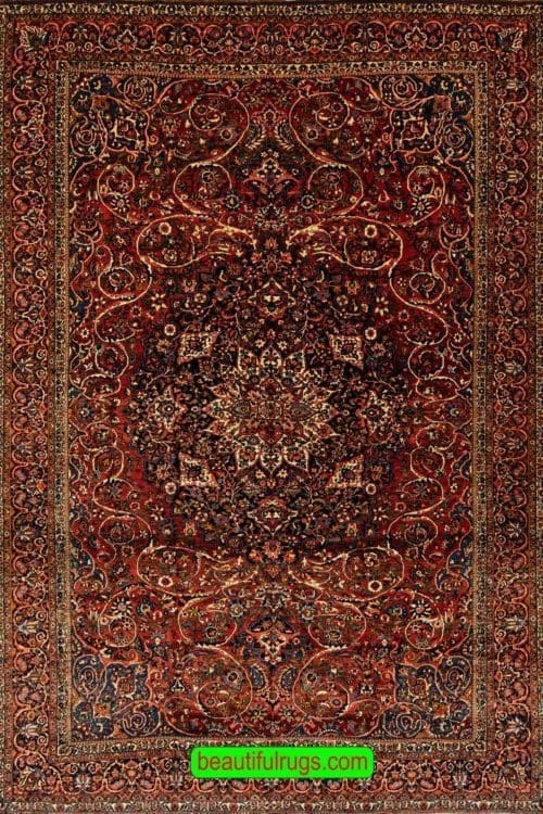 Classic Antique Rug, Antique Persian Bakhtiari Rug, Terracotta Color Rug