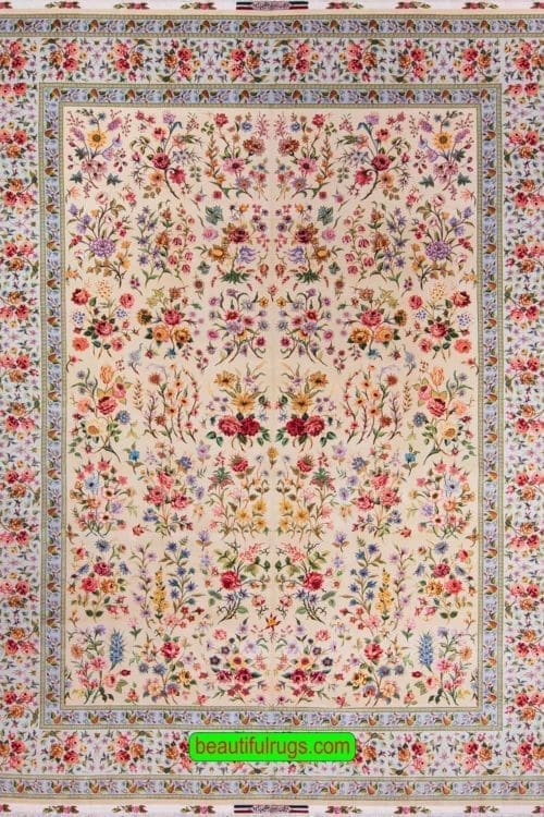 Azim Zadeh Rug, Persian Tabriz Rug, Masterpiece Bouquet of Roses Rug