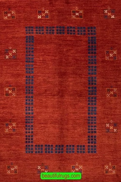 Red Color Gabbeh Rug, Handmade Contemporary Persian Gabbeh Rug