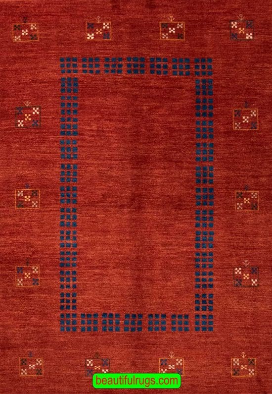 Red Color Gabbeh Rug, Handmade Contemporary Persian Gabbeh Rug