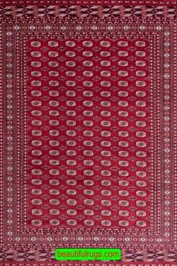 Bokhara rug in red color, handmade wool rug from Pakistan. Size 8.2 x 9.9