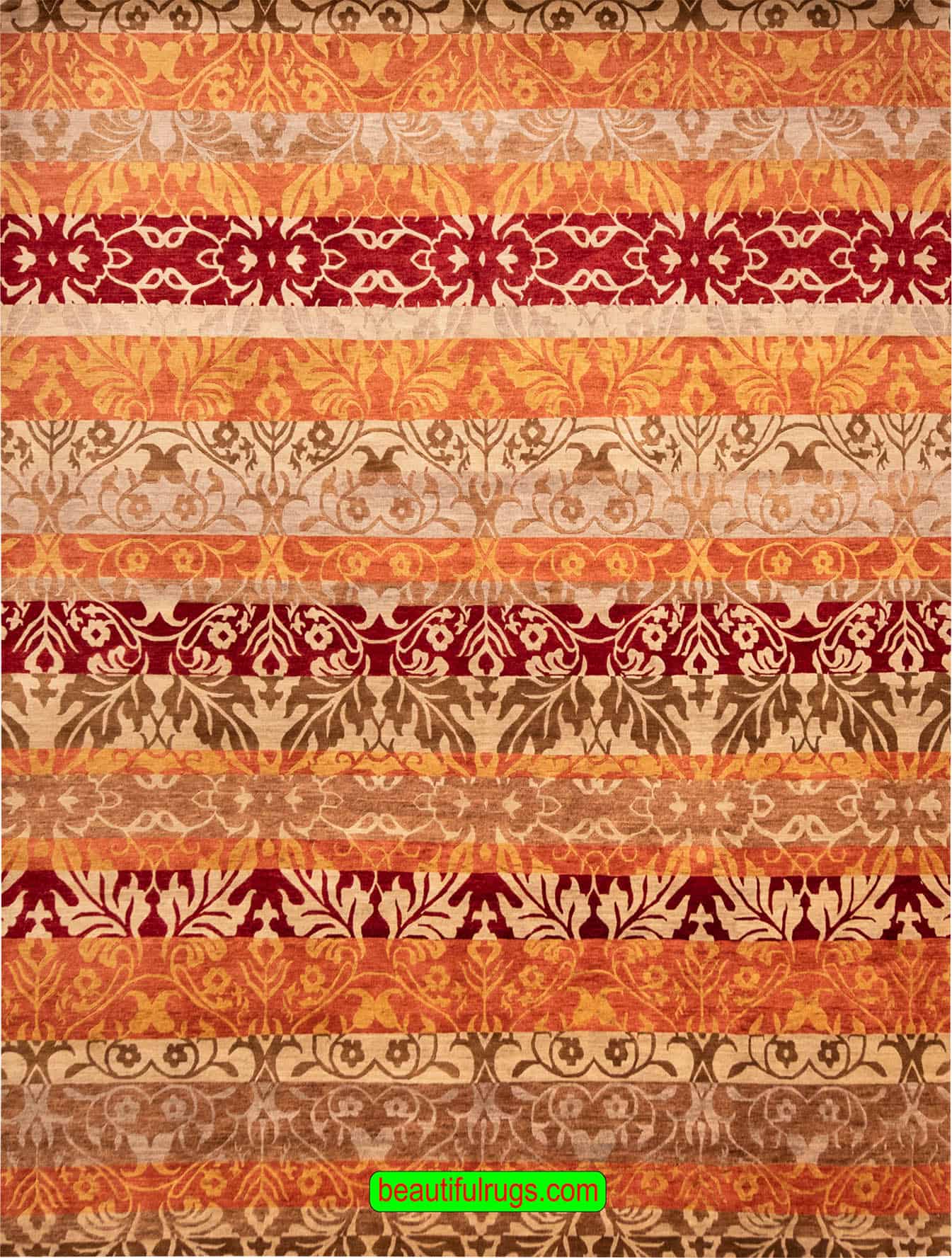 Designer Handmade Rug, Maroon & Brown Color 9×12 Contemporary Rug