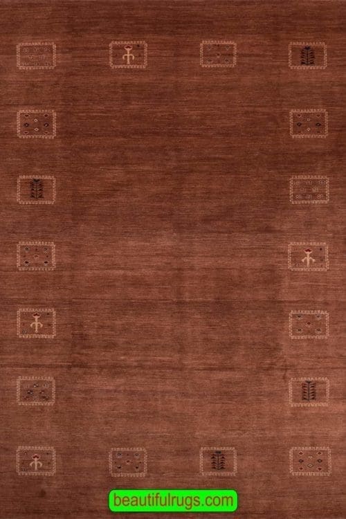 8×10 Brown Color Gabbeh Rug, Contemporary Persian Gabbeh Wool Rug
