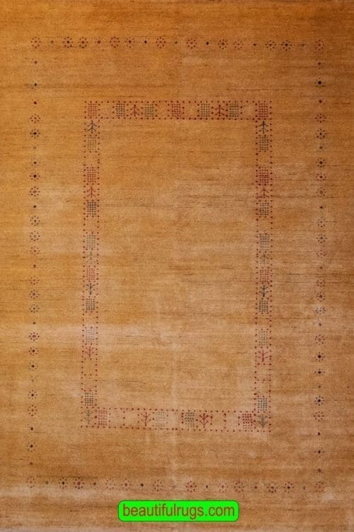 Hand Knotted Contemporary Rug, Red & Gold Color Gabbeh Style Rug