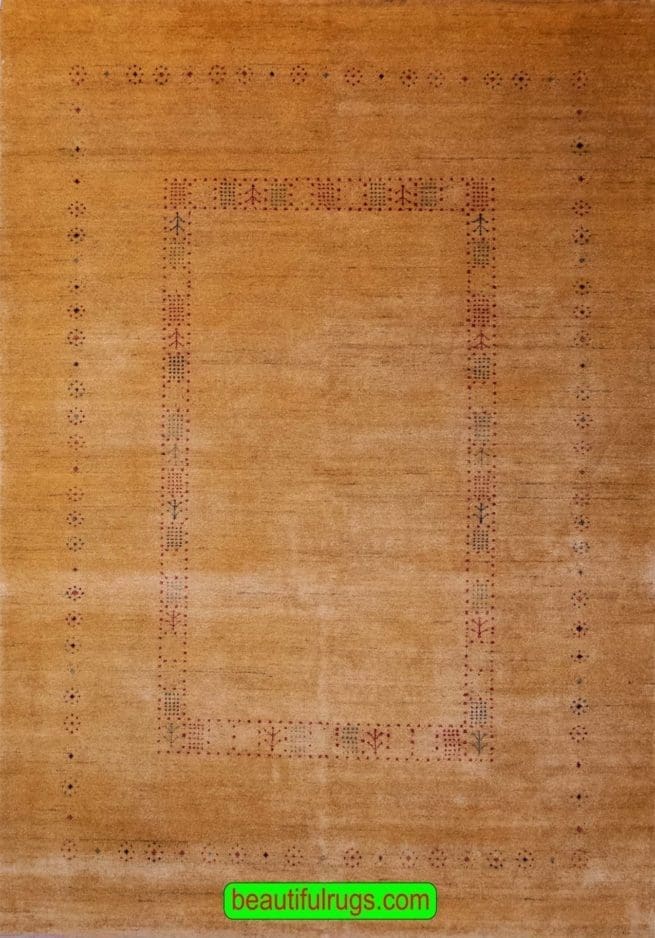 Hand Knotted Contemporary Rug, Red & Gold Color Gabbeh Style Rug