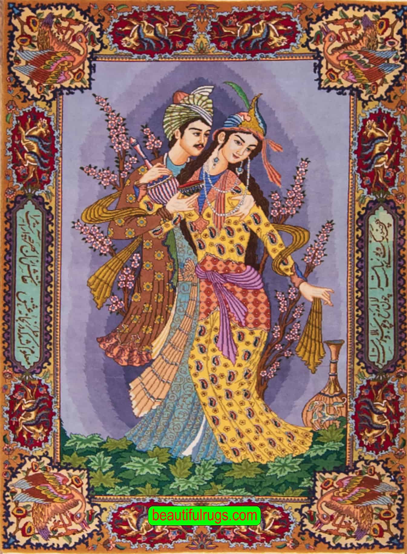 Handmade Persian Tabriz wall rug. Size 3.3x4.7