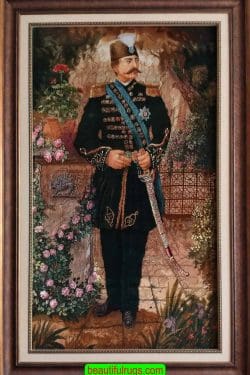 Handmade portrait of Nasel al-Din Shah, the King of Persian Qajar Dynasty. Size 2.3x3.9