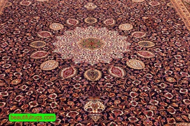 Persian Tabriz rug Shah Abbas rug in navy blue color. Size. 10x13