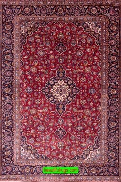 8 x 11 Persian Rug, Persian Kashan Wool Rug, size 8x11.5