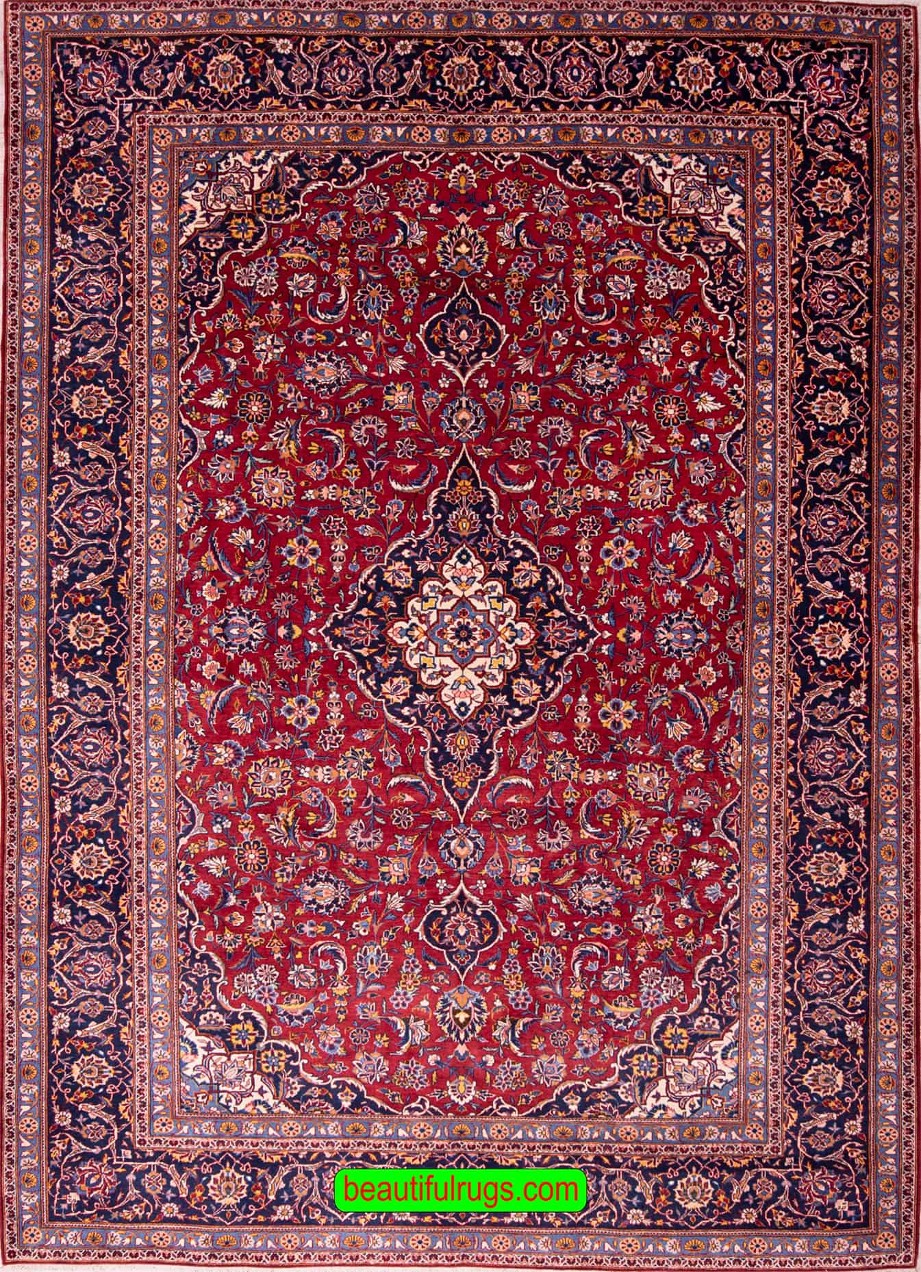 8 x 11 Persian Rug, Persian Kashan Wool Rug, size 8x11.5