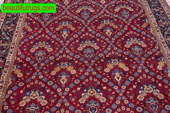 Persian Hamadan rug, Zele Soltan design rug in red color. Size 7x9.9