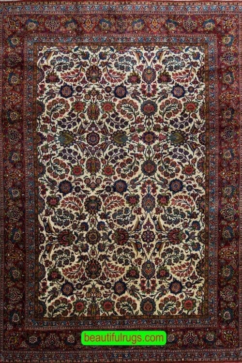 9x12 Rug, Antique Persian Kashan Rug, Allover Design Rug