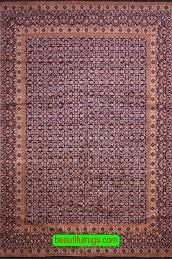 Persian Kerman rug, allover design rug with navy blue. Size 10x12