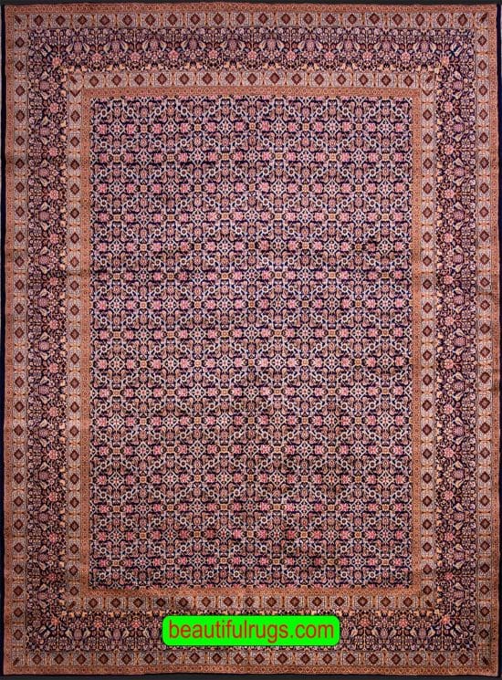 Persian Kerman rug, allover design rug with navy blue. Size 10x12