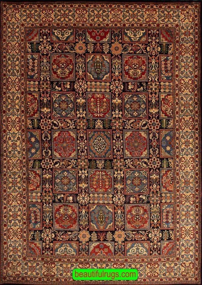 Four Season Design Rug, Hand Woven Persian Sarouk Rug, Old Rug
