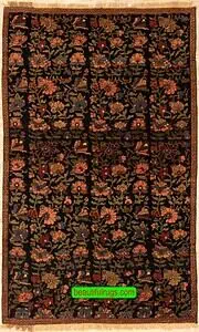 2603- Antique Persian Bijar Rug, Floral Design Vegetable Dyed Rug. Size 3.5x5.7.
