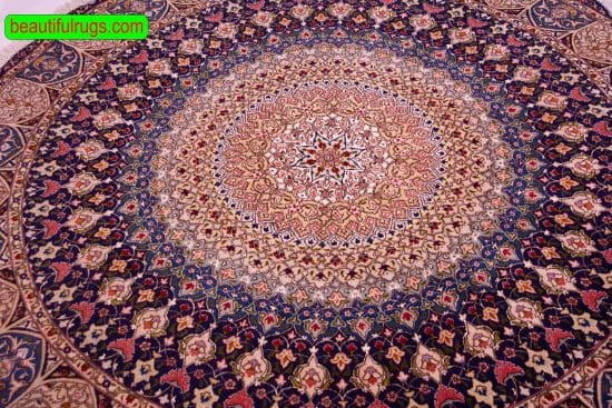 Round Rug | Persian Rugs | Round Oriental Rugs | Beautiful Rugs, close up image, size 6.7x6.7