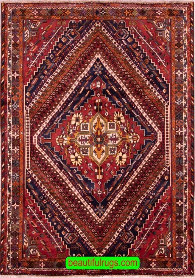 5x8 Persian Rug, Persian Shiraz Wool Rug, size 5.8x8.8