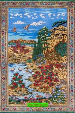 Scenery Design Rug, Silk Persian Rugs, Persian Qum Silk Rugs, Persian Rug